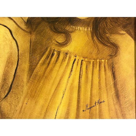 A Little Kiss Margaret Kane Framed Print Big Eyes MCM Kissing Boy Girl - Picture 3 of 8